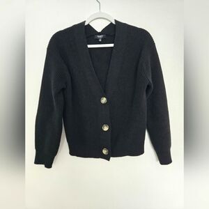 OAT Cozy Black Cardigan Sweater, classic minimaliast | size small